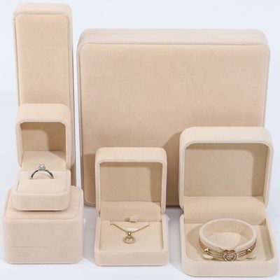 kupować Khaki Slick Velvet Puste pudełka z biżuterią, luksusowe pudełko do biżuterii online manufacture