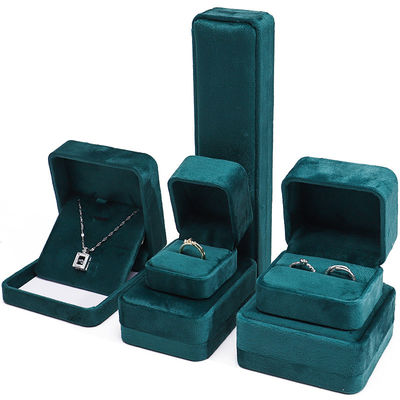kupować Sprzedaż hurtowa Produkcja Luksusowa biżuteria Opakowanie pudełkowe Personalized Custom logo high end ciemnozielony naszyjnik bransoletka kolczyki Pierścień opakowanie aksamitne pudełko biżuterii online manufacture