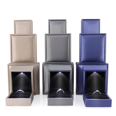 Hanhong Custom Logo False Leather Velvet Jewelry Box for Earrings Bracelet Necklace Ring