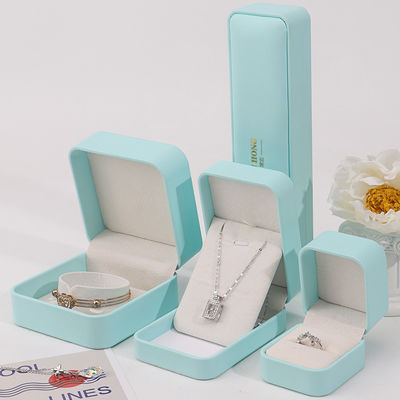 Cyan Plain Soft Touch Faux Skóra Biżuteria Opakowanie Pudełko Pudełko Pudełko Luksusowy Organizer