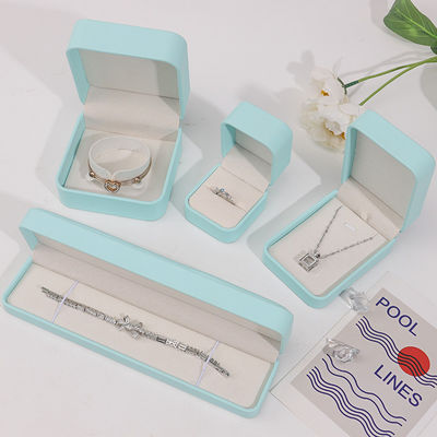 Cyan Plain Soft Touch Faux Skóra Biżuteria Opakowanie Pudełko Pudełko Pudełko Luksusowy Organizer