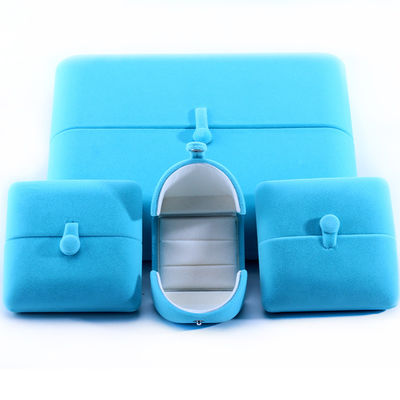 Sky Blue Velvet Hanhong Custom Logo Biżuteria Pudełko do opakowań