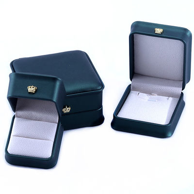 Green Crown Design Luxury PU skórzane biżuteria pudełko do bransoletki naszyjnik pierścionek i zielony