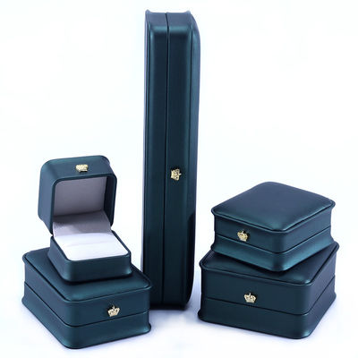 Green Crown Design Luxury PU skórzane biżuteria pudełko do bransoletki naszyjnik pierścionek i zielony