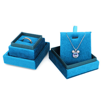 Hanhong Luxury Customized Blue Square Ring Storage Box na papier zaręczynowy ślubny