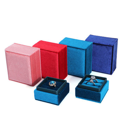 Hanhong Luxury Customized Blue Square Ring Storage Box na papier zaręczynowy ślubny