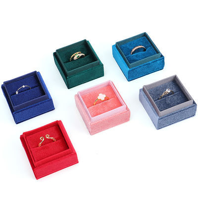 Hanhong Luxury Customized Blue Square Ring Storage Box na papier zaręczynowy ślubny