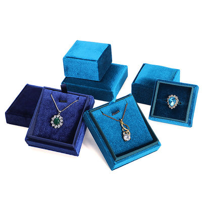 Hanhong Luxury Customized Blue Square Ring Storage Box na papier zaręczynowy ślubny