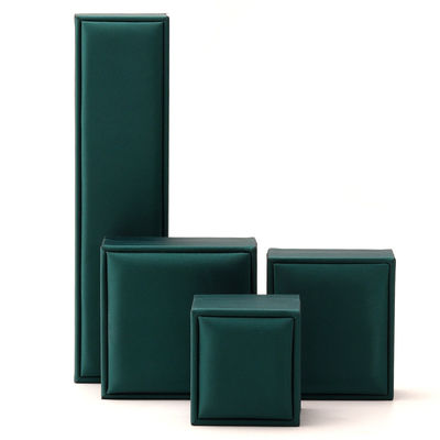 Zaopatrzenie na zamówienie Luxury Velvet Jewelry Packaging Box Green PU Leather Necklace and Ring Hanhong