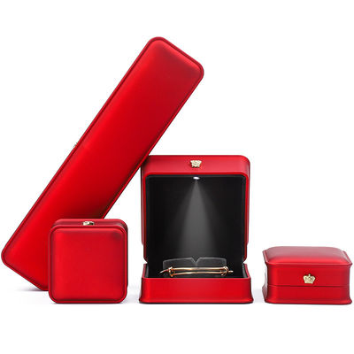 LED Light Czerwony Kolor, Zestawy pudełek biżuterii, pudełka do pakowania biżuterii z logo