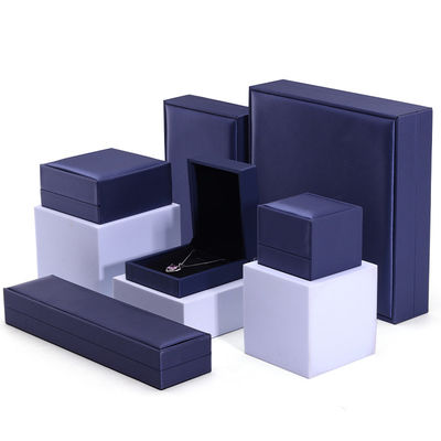 kupować Hanhong ręcznie wykonane aksamitne biżuterii pudełko opakowania na naszyjnik i pierścionek 9*9*4,5 cm niebieska PU skóra online manufacture