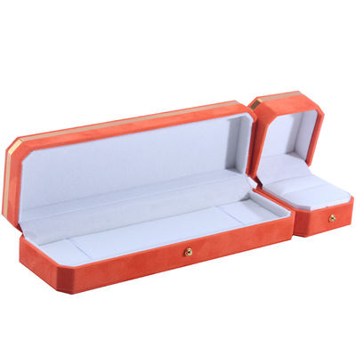 Pakiet biżuterii na naszyjnik ślubny kolczyki i pierścionki Hanhong Custom Orange Velvet Box