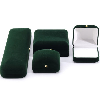 Sprzedaż hurtowa Produkcja Luksusowe ręcznie robione biżuteria Opakowanie pudełko Personalized Custom logo high end ciemnozielony naszyjnik bransoletka kolczyki Pierścień Opakowanie aksamitne biżuteria pudełko