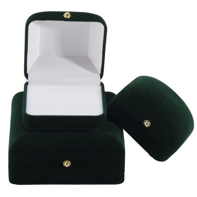 Sprzedaż hurtowa Produkcja Luksusowe ręcznie robione biżuteria Opakowanie pudełko Personalized Custom logo high end ciemnozielony naszyjnik bransoletka kolczyki Pierścień Opakowanie aksamitne biżuteria pudełko