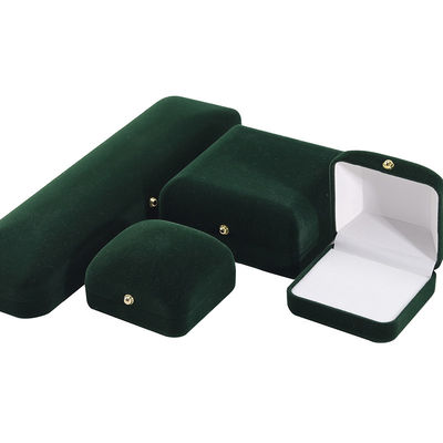Sprzedaż hurtowa Produkcja Luksusowe ręcznie robione biżuteria Opakowanie pudełko Personalized Custom logo high end ciemnozielony naszyjnik bransoletka kolczyki Pierścień Opakowanie aksamitne biżuteria pudełko