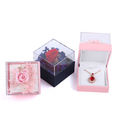 Luxury Square Rose Necklace Box Biżuteria Pudełko prezentów