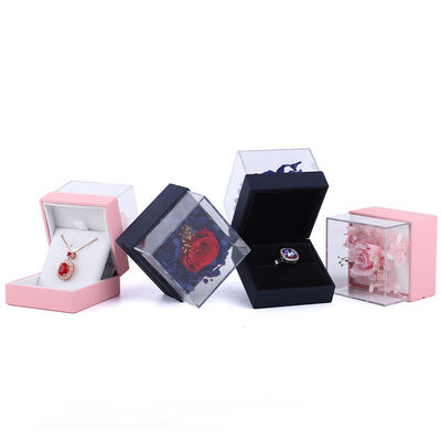 Luxury Square Rose Necklace Box Biżuteria Pudełko prezentów
