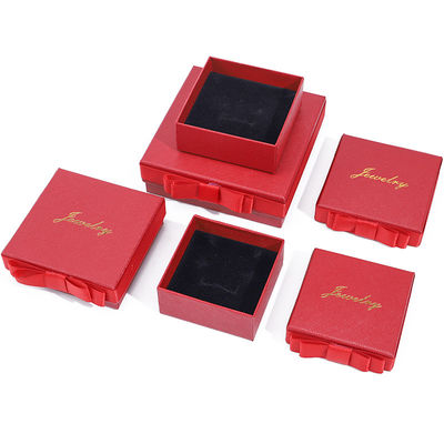 kupować Custom Logo Red Paper Jewelry Box For Necklace Earrings Ring Ręcznie wykonany prostokąt online manufacture