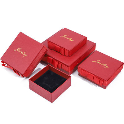 Custom Logo Red Paper Jewelry Box For Necklace Earrings Ring Ręcznie wykonany prostokąt