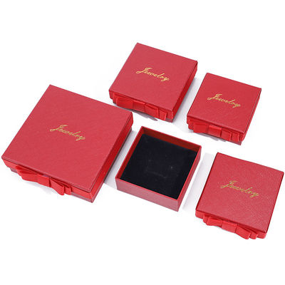 Custom Logo Red Paper Jewelry Box For Necklace Earrings Ring Ręcznie wykonany prostokąt
