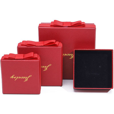 Custom Logo Red Paper Jewelry Box For Necklace Earrings Ring Ręcznie wykonany prostokąt