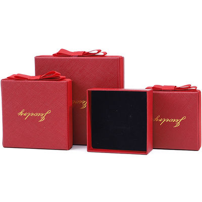 Custom Logo Red Paper Jewelry Box For Necklace Earrings Ring Ręcznie wykonany prostokąt