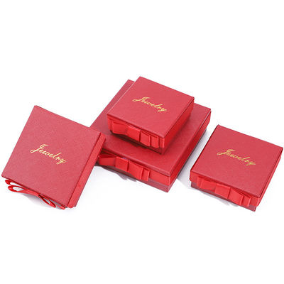 Custom Logo Red Paper Jewelry Box For Necklace Earrings Ring Ręcznie wykonany prostokąt