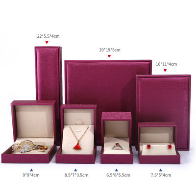 China Manufacturing Wholesale Luxury Jewelry Box packaging Custom high end Necklace Bracelet Earring Ring Packaging rose Red Pu Leather Jewelry Box z logo