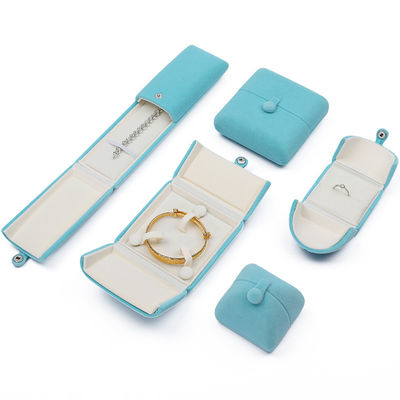 Cyan Soft Sleek Velvet Biżuteria Pudełko do opakowań