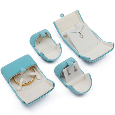 Cyan Soft Sleek Velvet Biżuteria Pudełko do opakowań