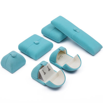 Cyan Soft Sleek Velvet Biżuteria Pudełko do opakowań