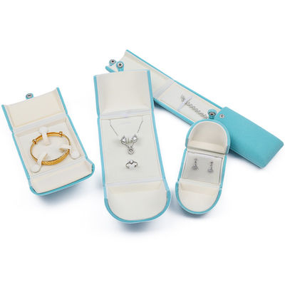 Cyan Soft Sleek Velvet Biżuteria Pudełko do opakowań