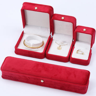 kupować Red Soft Velvet Jewelry Box Luxury Packaging Box Set for Ring Pendant Bracelet online manufacture