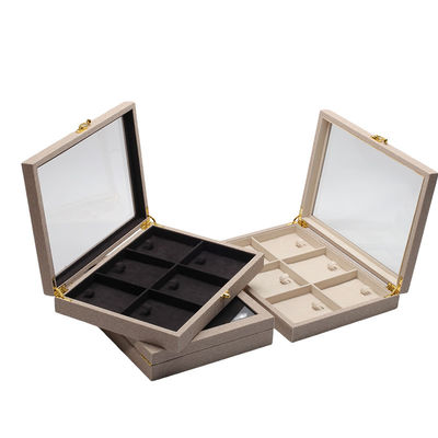 kupować Flip Open PU skórzane biżuteria Display Box Wielokrotne przedziały ze lusterkiem online manufacture