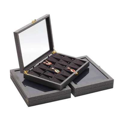 Flip Open PU skórzane biżuteria Display Box Wielokrotne przedziały ze lusterkiem