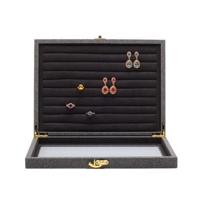 Flip Open PU skórzane biżuteria Display Box Wielokrotne przedziały ze lusterkiem