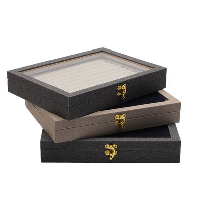 Flip Open PU skórzane biżuteria Display Box Wielokrotne przedziały ze lusterkiem