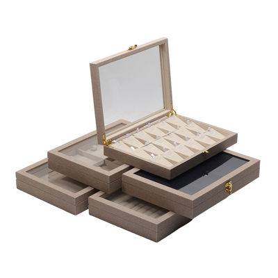 Flip Open PU skórzane biżuteria Display Box Wielokrotne przedziały ze lusterkiem