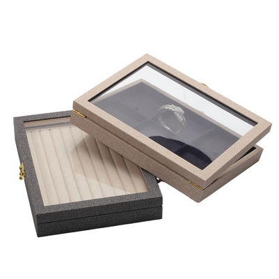 Flip Open PU skórzane biżuteria Display Box Wielokrotne przedziały ze lusterkiem