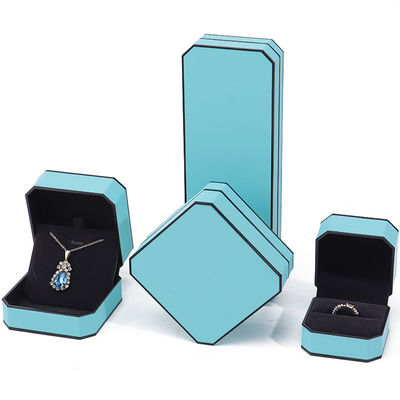 kupować Cyan Sleek Oktogonal Faux Skóra Biżuteria Pudełko Pakiet Z Czarnym Ozdobą Krawędzi online manufacture