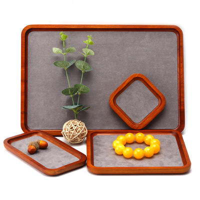 kupować Red Edge Wooden Jewelry Display Props Super Fiber Lining Exhibition Display Trays online manufacture