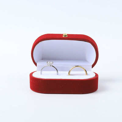 Luxury Jewellery Box Personalized Custom Red Velvet Jewelry Packaging Wedding Engagement Dwukrotny pierścień