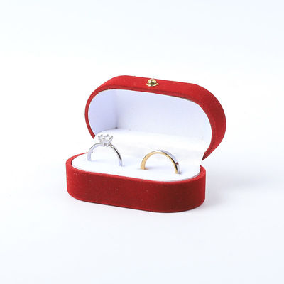 Luxury Jewellery Box Personalized Custom Red Velvet Jewelry Packaging Wedding Engagement Dwukrotny pierścień