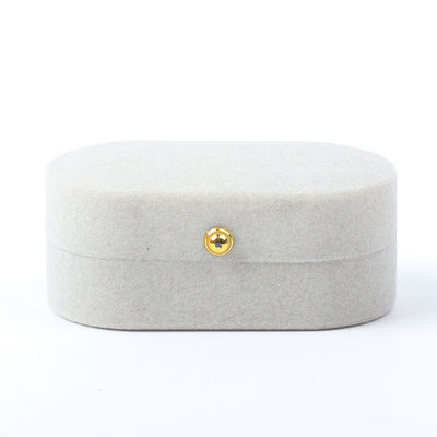 Luxury Jewelry Box Personalized Custom Gray Velvet Jewelry Packaging Wedding Engagement Dwukrotny pierścień