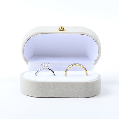 Luxury Jewelry Box Personalized Custom Gray Velvet Jewelry Packaging Wedding Engagement Dwukrotny pierścień