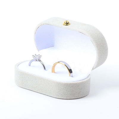 Luxury Jewelry Box Personalized Custom Gray Velvet Jewelry Packaging Wedding Engagement Dwukrotny pierścień