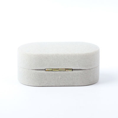 Luxury Jewelry Box Personalized Custom Gray Velvet Jewelry Packaging Wedding Engagement Dwukrotny pierścień