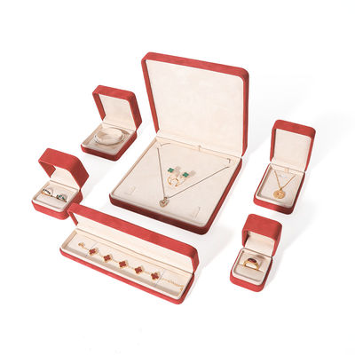 Premium Red Jewelry Box Packaging for Big Necklace Bracelet Earrings Ring Set