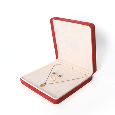Premium Red Jewelry Box Packaging for Big Necklace Bracelet Earrings Ring Set