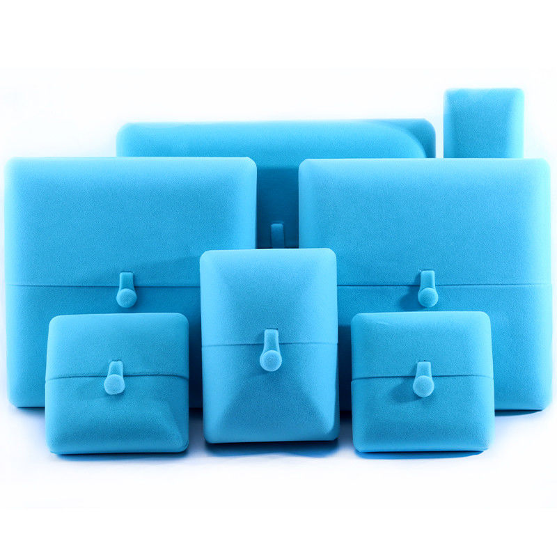 Sky Blue Velvet Hanhong Custom Logo Biżuteria Pudełko do opakowań